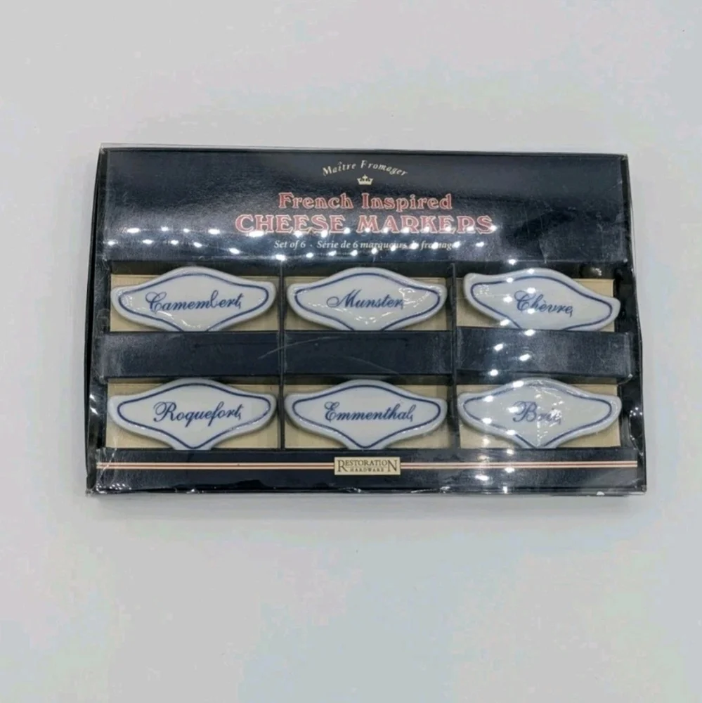 Restoration Hardware Blue White French Inspired Porcelain Cheese Markers